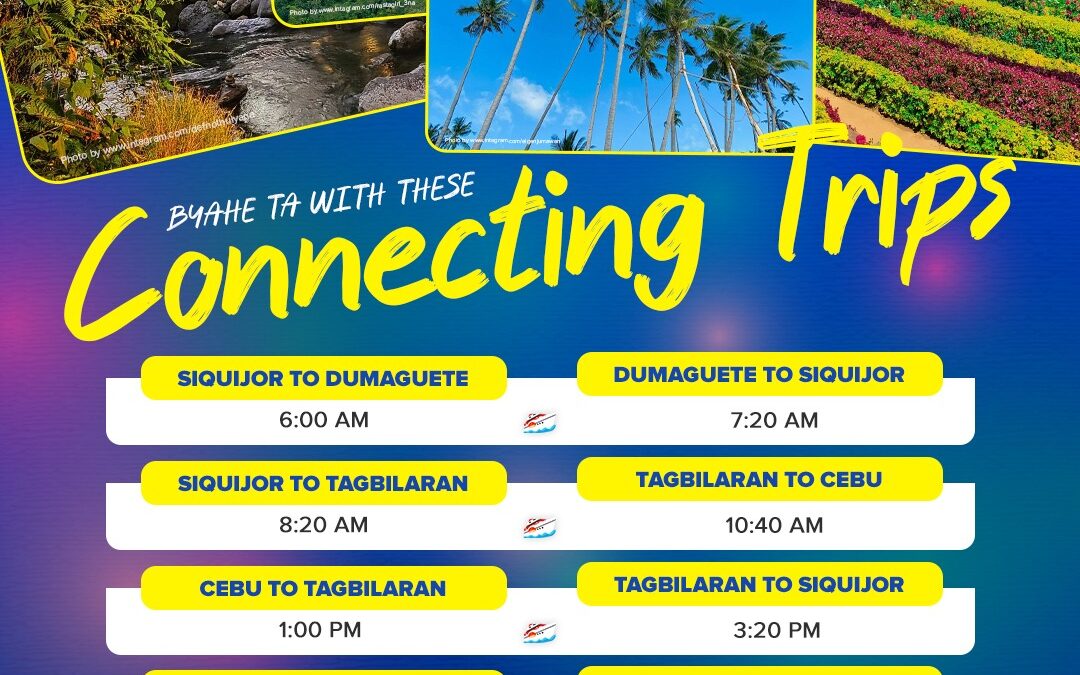 connecting trips from siquijor/dumaguete vv and tagbilaran/cebu vv