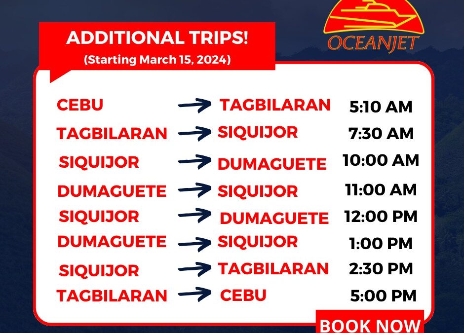 oceanjet new additional schedules